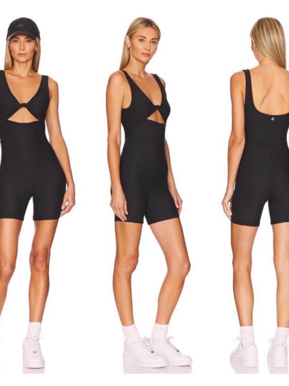 Black Cutout Sleeveless Romper - Picture 2 of 4